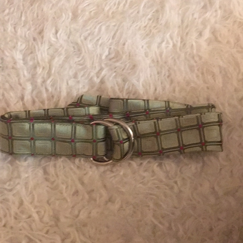 J. Crew Silk Double-Ring Buckle Belt Green Multi Sz M/L